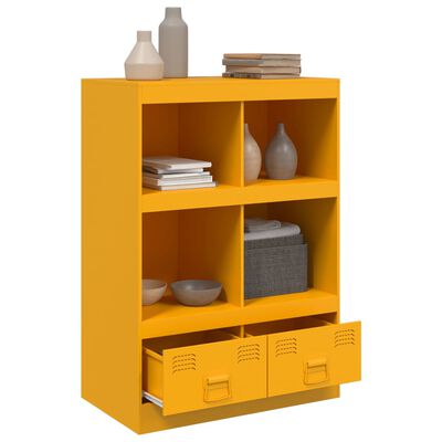 vidaXL Aparador de acero amarillo mostaza 67x39x95 cm