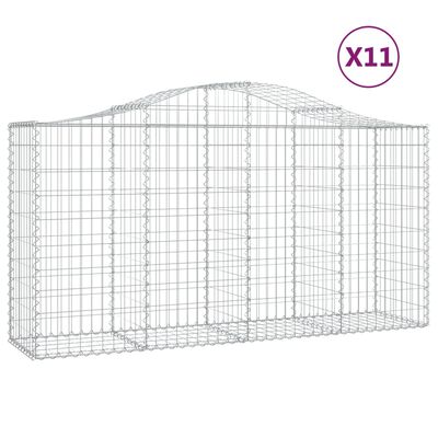 vidaXL Cestas de gaviones 11 uds forma de arco hierro 200x50x100/120cm