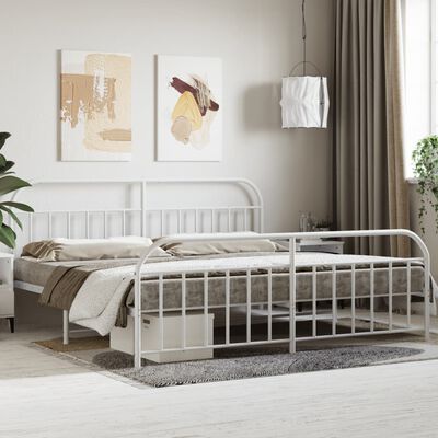 vidaXL Estructura cama sin colchón con estribo metal blanco 193x203 cm