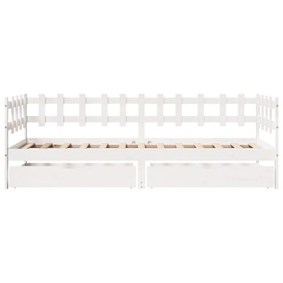 vidaXL Sofá cama con cajones madera maciza de pino blanco 90x200 cm