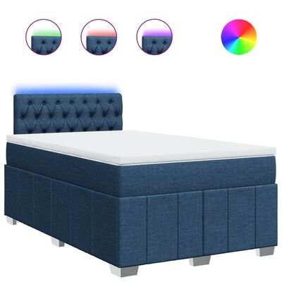 vidaXL Cama box spring con colchón tela azul 120x200 cm