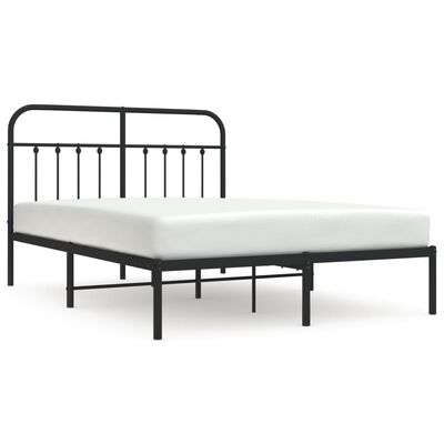 vidaXL Estructura cama sin colchón con cabecero metal negro 140x190 cm