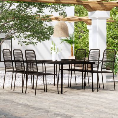 vidaXL Juego de comedor de jardín 7 piezas negro