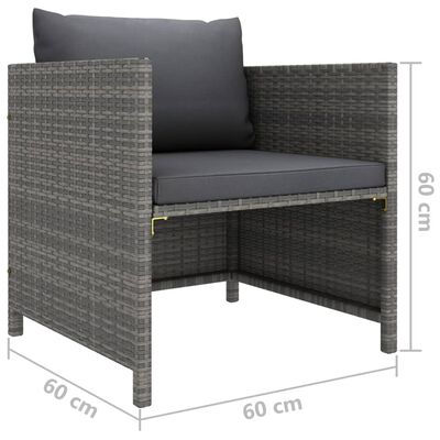 vidaXL Set de muebles de jardín 5 pzas y cojines ratán sintético gris