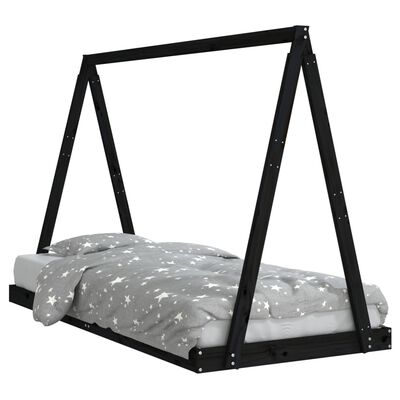 vidaXL Estructura de cama para niños madera de pino negro 90x200 cm