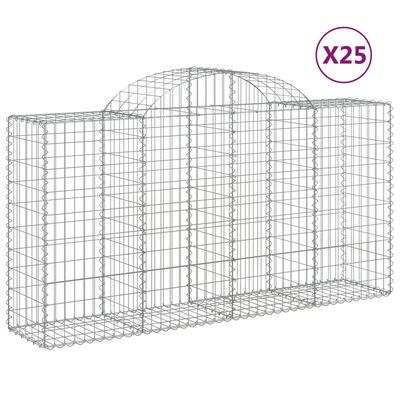 vidaXL Cestas de gaviones 25 uds forma de arco hierro 200x50x100/120cm