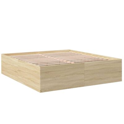 vidaXL Estructura de cama madera de ingeniería roble Sonoma 200x200 cm