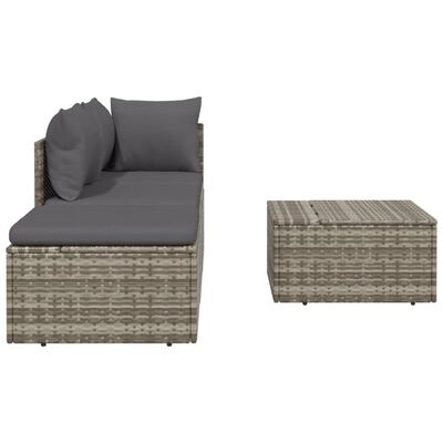 vidaXL Set de muebles de jardín 4 pzas y cojines ratán sintético gris