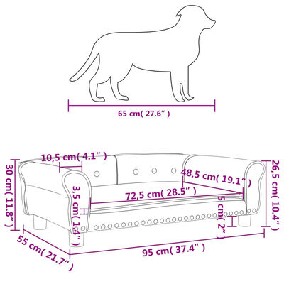 vidaXL Cama para perros de cuero sintético color capuchino 95x55x30 cm