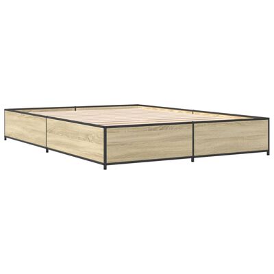 vidaXL Estructura cama madera ingeniería metal roble Sonoma 135x190 cm