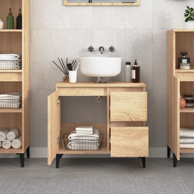 vidaXL Armario de baño madera contrachapada roble Sonoma 65x33x60 cm