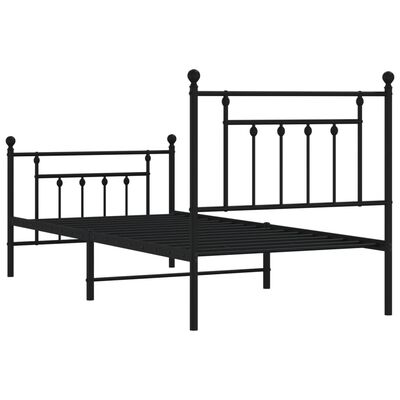 vidaXL Estructura cama sin colchón con estribo metal negro 90x190 cm