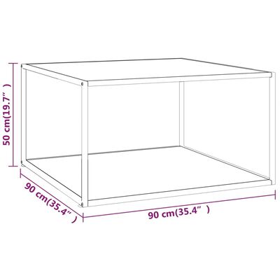 vidaXL Mesa de centro negra con vidrio de mármol blanco 40x40x50 cm