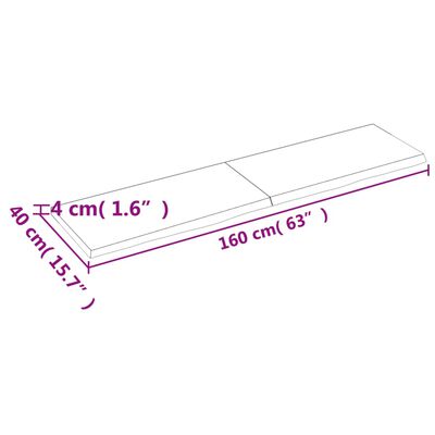 vidaXL Tablero mesa madera roble tratada marrón oscuro 160x40x(2-4) cm