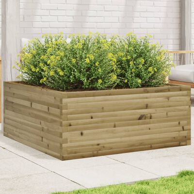 vidaXL Jardinera de madera de pino impregnada 110x110x46 cm