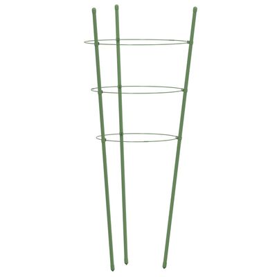 vidaXL Soportes plantas jardín con 3 anillas 5 uds acero verde 60 cm