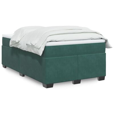 vidaXL Cama box spring con colchón terciopelo verde oscuro 120x190 cm