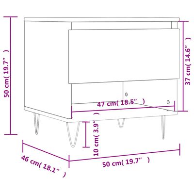 vidaXL Mesas centro 2 uds madera ingeniería blanco brillo 50x46x50 cm