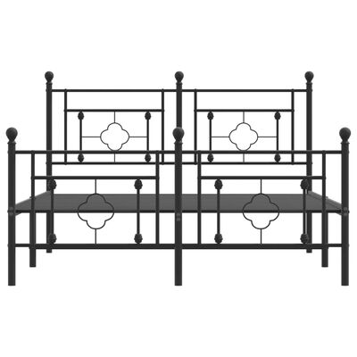 vidaXL Estructura cama sin colchón con estribo metal negro 135x190 cm