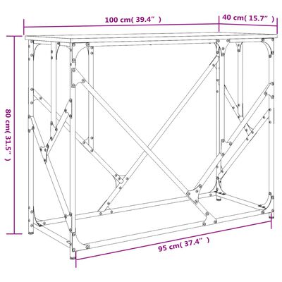 vidaXL Mesa consola madera de ingeniería negra 100x40x80 cm