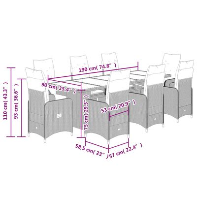 vidaXL Set de mesa y sillas de jardín 5 pzas y cojines ratán PE beige