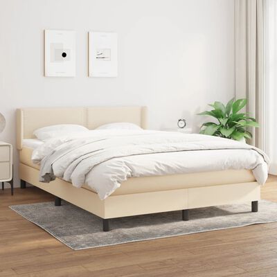 vidaXL Cama box spring con colchón tela color crema 140x200 cm