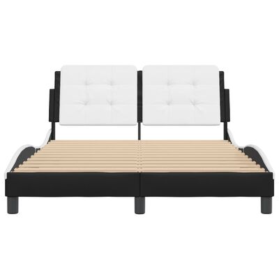 vidaXL Estructura de cama con cabecero cuero sintético negro y blanco