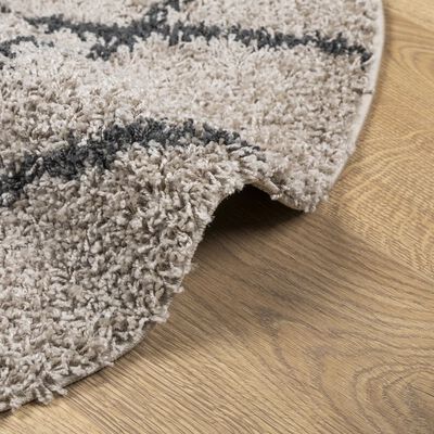 vidaXL Alfombra de pelo largo moderna PAMPLONA beige antracita Ø120 cm