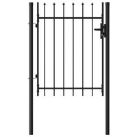 vidaXL Cancela de valla con una puerta y puntas acero negro 1x1,2 m