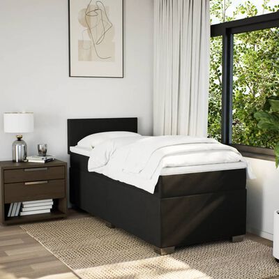 vidaXL Cama box spring con colchón tela negro 90x190 cm