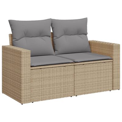 vidaXL Set de sofás de jardín con cojines 9 pzas ratán PE beige mezcla