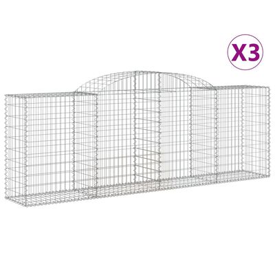 vidaXL Cestas de gaviones 3 uds forma de arco hierro 300x50x100/120 cm