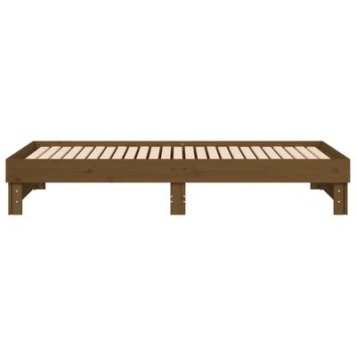 vidaXL Sofá cama extraíble madera de pino marrón miel 2x(80x200) cm