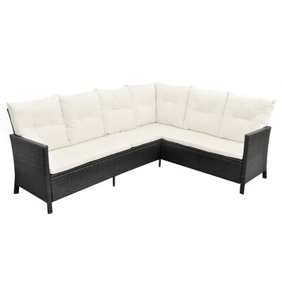 vidaXL Set de muebles de jardín 4 pzas y cojines ratán sintético negro