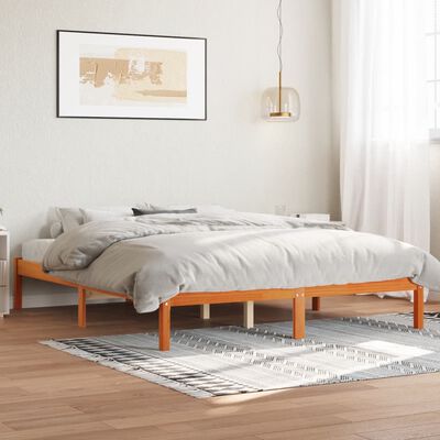 vidaXL Cama sin colchón madera maciza de pino marrón cera 160x200 cm