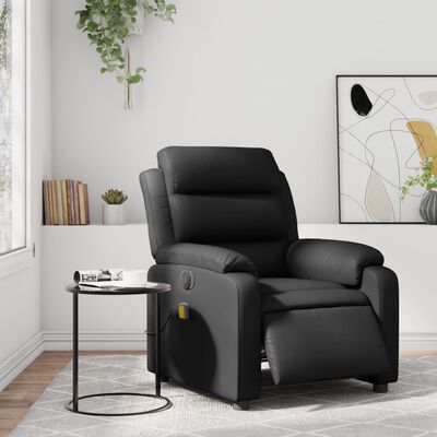 vidaXL Sillón de masaje reclinable eléctrico cuero sintético negro