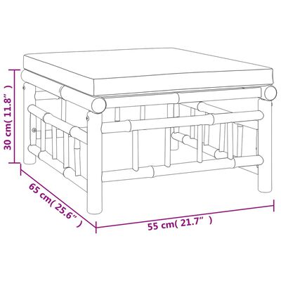 vidaXL Set de muebles de jardín 8 piezas bambú con cojines gris oscuro