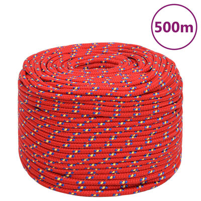 vidaXL Cuerda de barco polipropileno rojo 10 mm 500 m