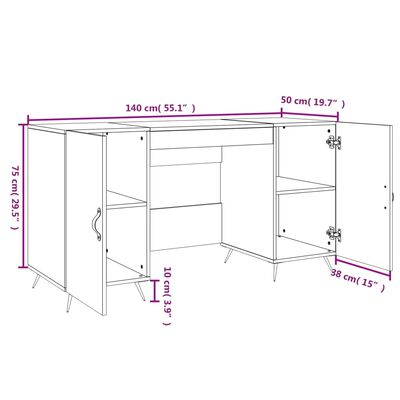 vidaXL Escritorio madera de ingeniería roble marrón 140x50x75 cm