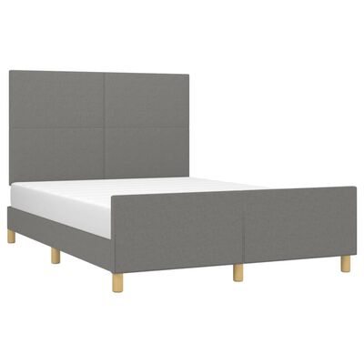 vidaXL Estructura de cama con cabecero de tela gris oscuro 140x190 cm