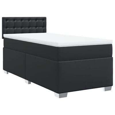 vidaXL Cama box spring con colchón cuero sintético negro 80x200 cm