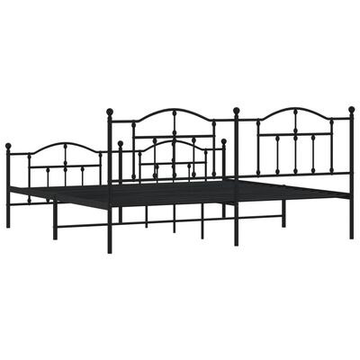 vidaXL Estructura de cama cabecero y estribo metal negro 200x200 cm