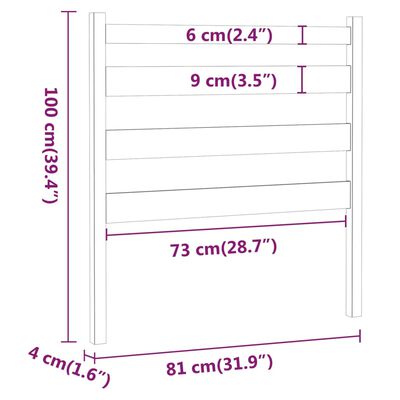 vidaXL Cabecero de cama madera maciza de pino gris 81x4x100 cm