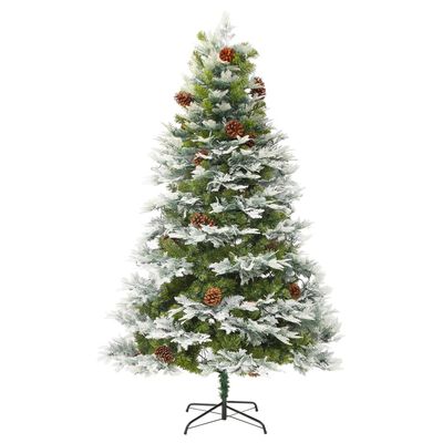 vidaXL Árbol de Navidad con luces y piñas PVC PE verde 195 cm