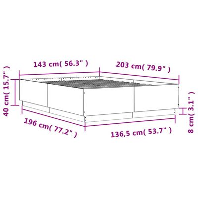 vidaXL Estructura de cama madera de ingeniería roble ahumado 140x200cm