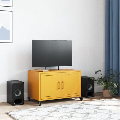 vidaXL Mueble de TV acero amarillo mostaza 68x39x43,5 cm