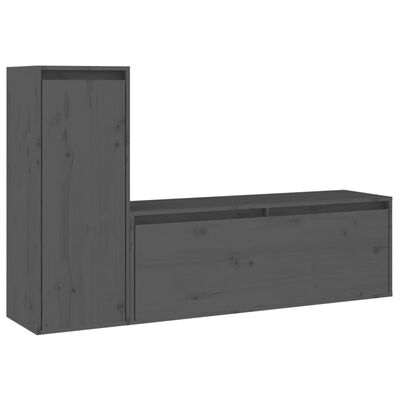 vidaXL Muebles para TV 2 piezas madera maciza de pino gris