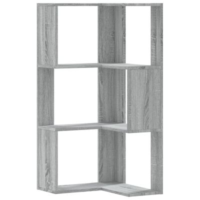 vidaXL Estantería de esquina 3 niveles madera gris Sonoma 50x50x102 cm