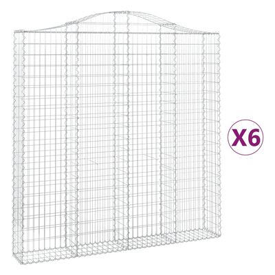 vidaXL Cestas de gaviones 6 uds forma de arco hierro 200x30x200/220 cm