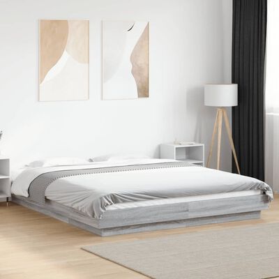 vidaXL Estructura de cama madera de ingeniería gris Sonoma 160x200 cm